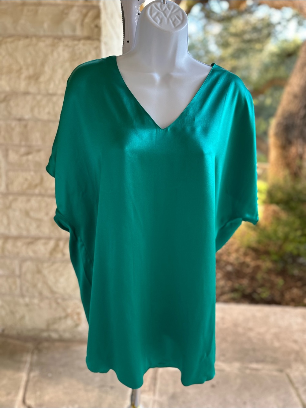 Vtg 70s 80s Victoria’s Secret 100% Silk Teal Blouse